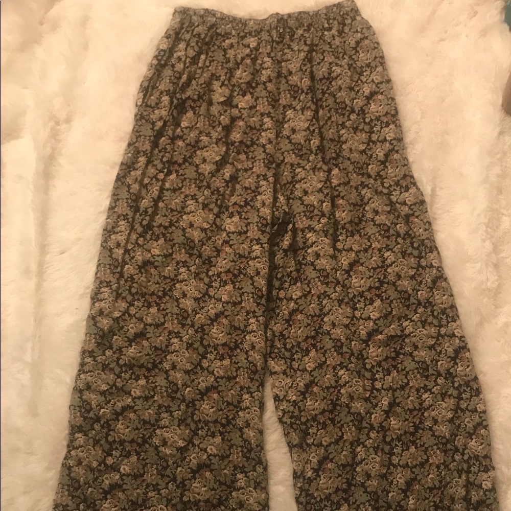 🎃 Lands End fall Floral Flowy pants M